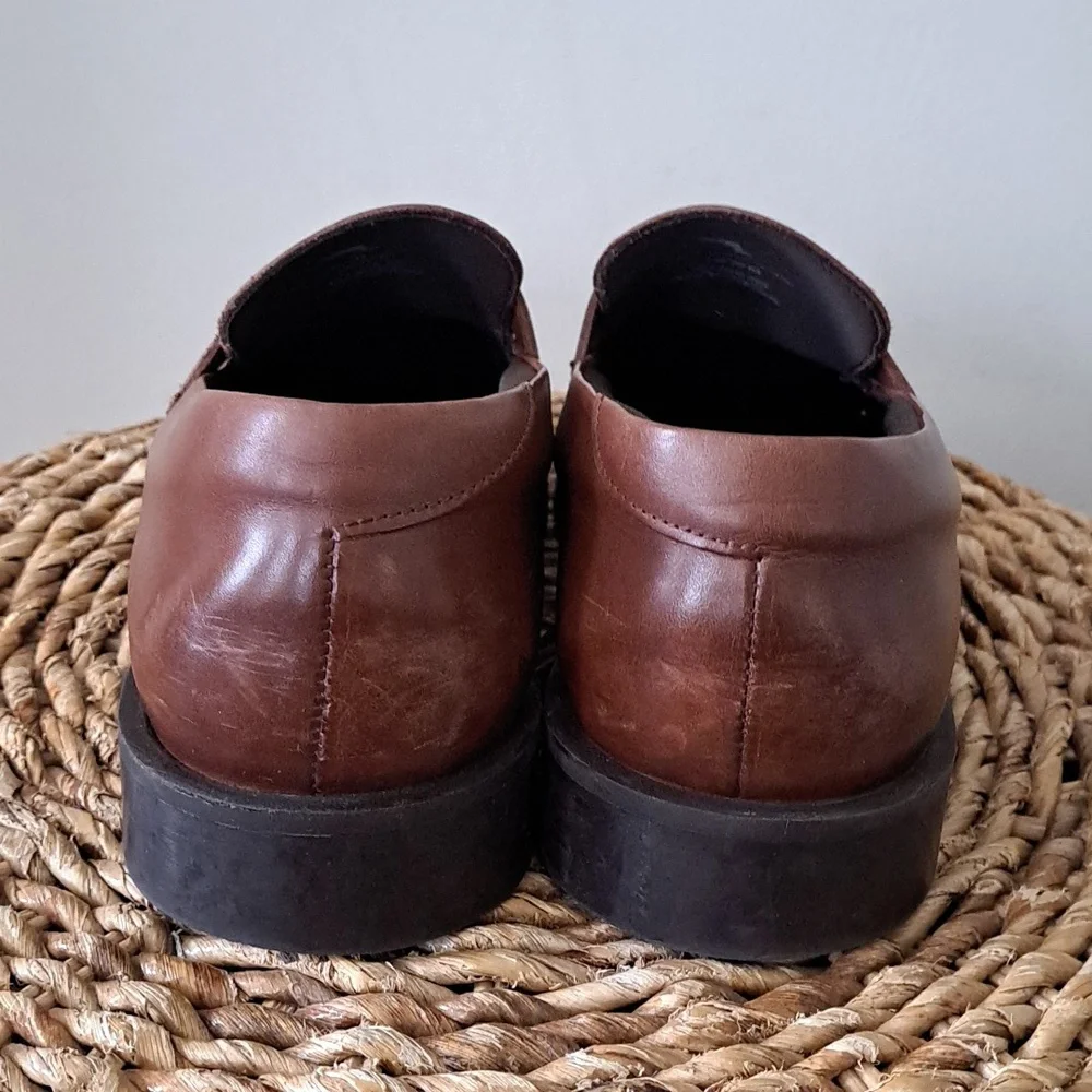 Wolf & Shepherd Mens Closer Saddle Brown Leather Luxury Dress Loafers 10‎